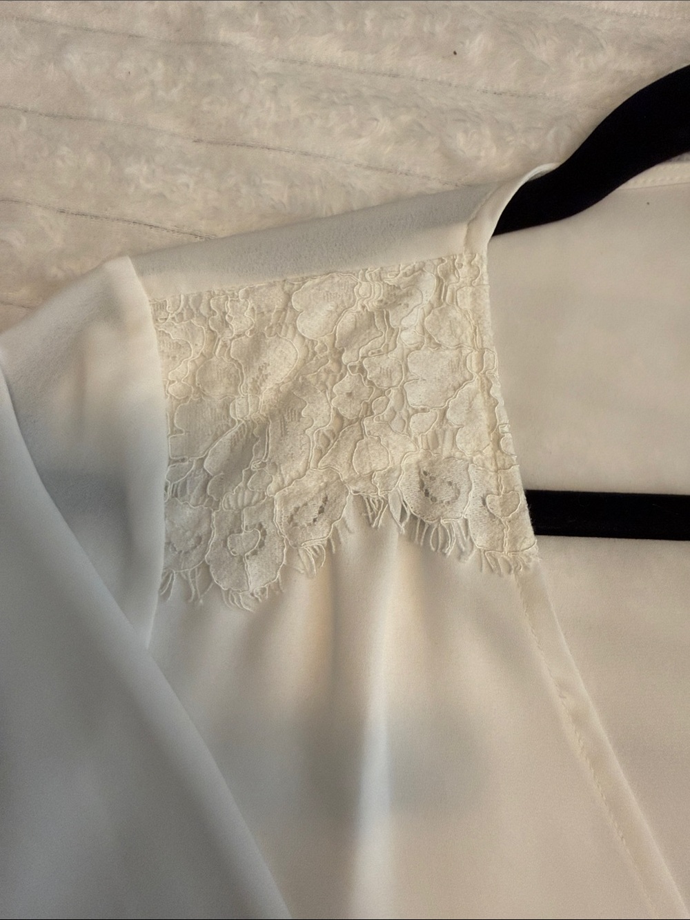 Karl Lagerfeld Ivory V-Neck Lace-Shoulder Blouse - Picture 8 of 9